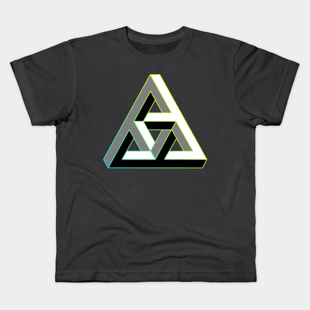 Even more impossible triangle with cyan to yellow gradient edge Kids T-Shirt by TRIME